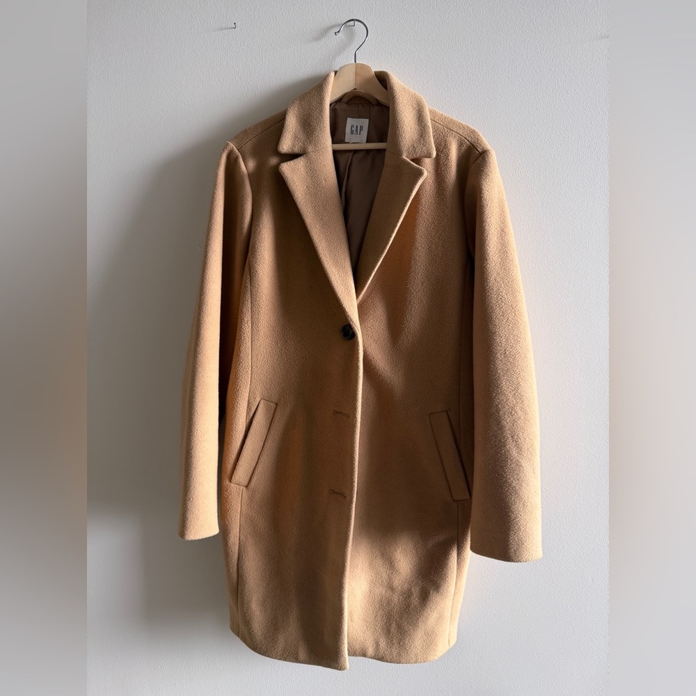 GAP Women's Camel Car Coat Size Medium Tall